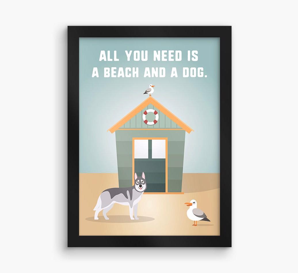 'Beach and a Dog' Print with {breedFullName} Icon