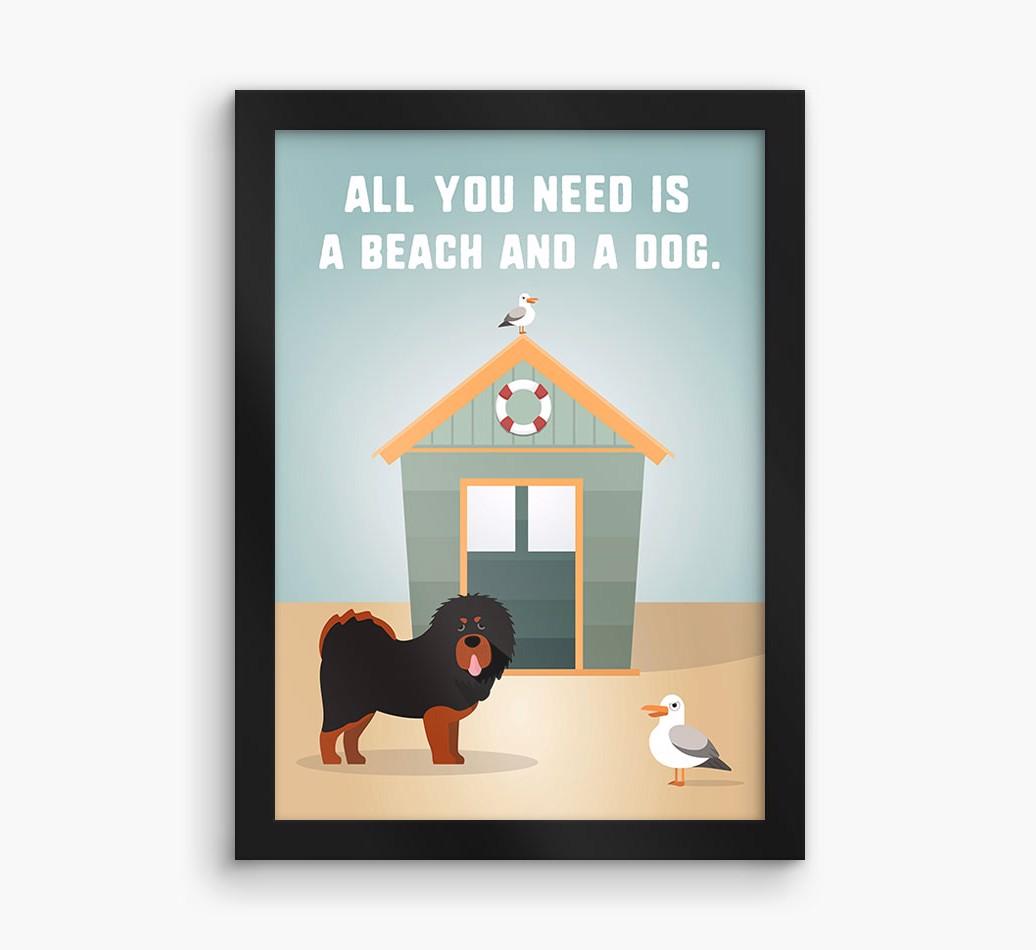 'Beach and a Dog' Print with {breedFullName} Icon