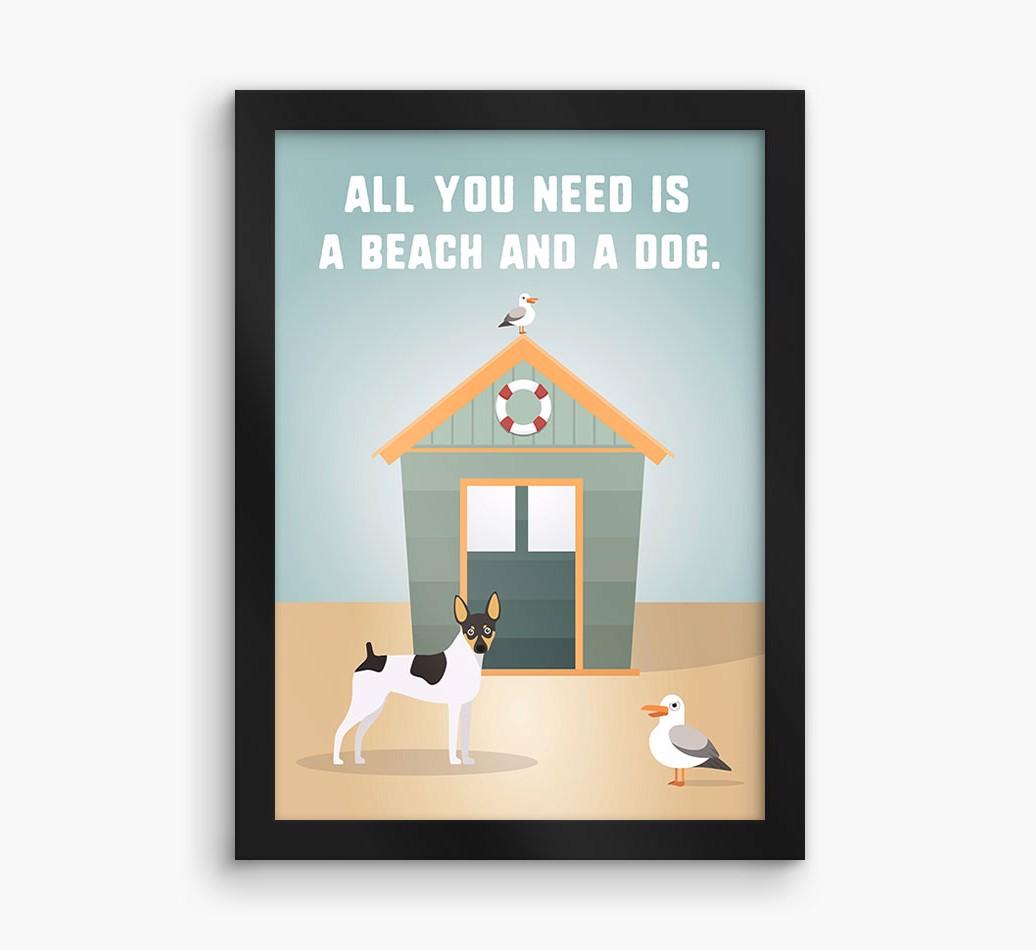 'Beach and a Dog' Print with {breedFullName} Icon