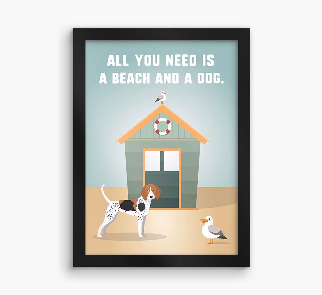 'Beach and a Dog' Print with {breedFullName} Icon