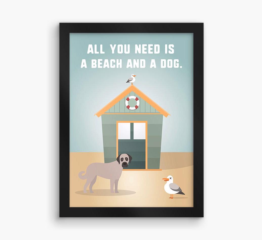 'Beach and a Dog' Print with {breedFullName} Icon
