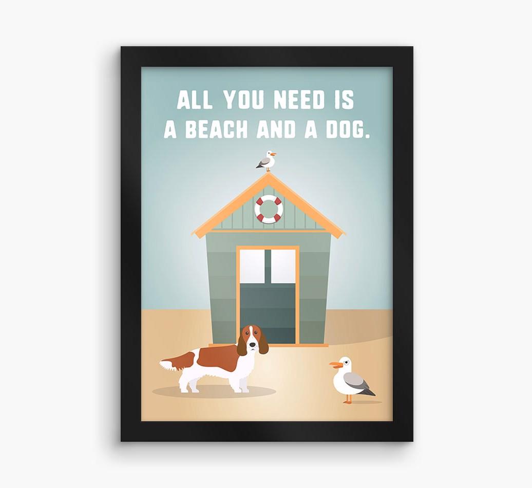 'Beach and a Dog' Print with {breedFullName} Icon