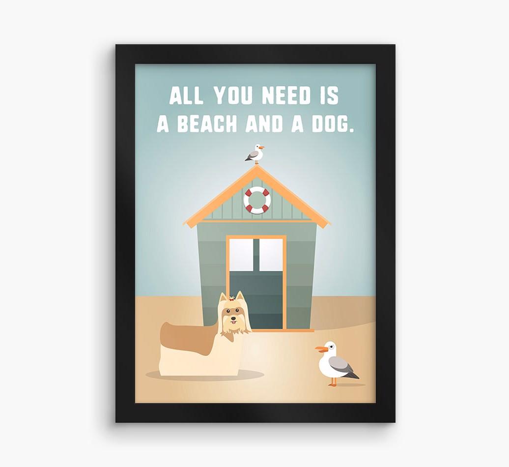 'Beach and a Dog' Print with {breedFullName} Icon