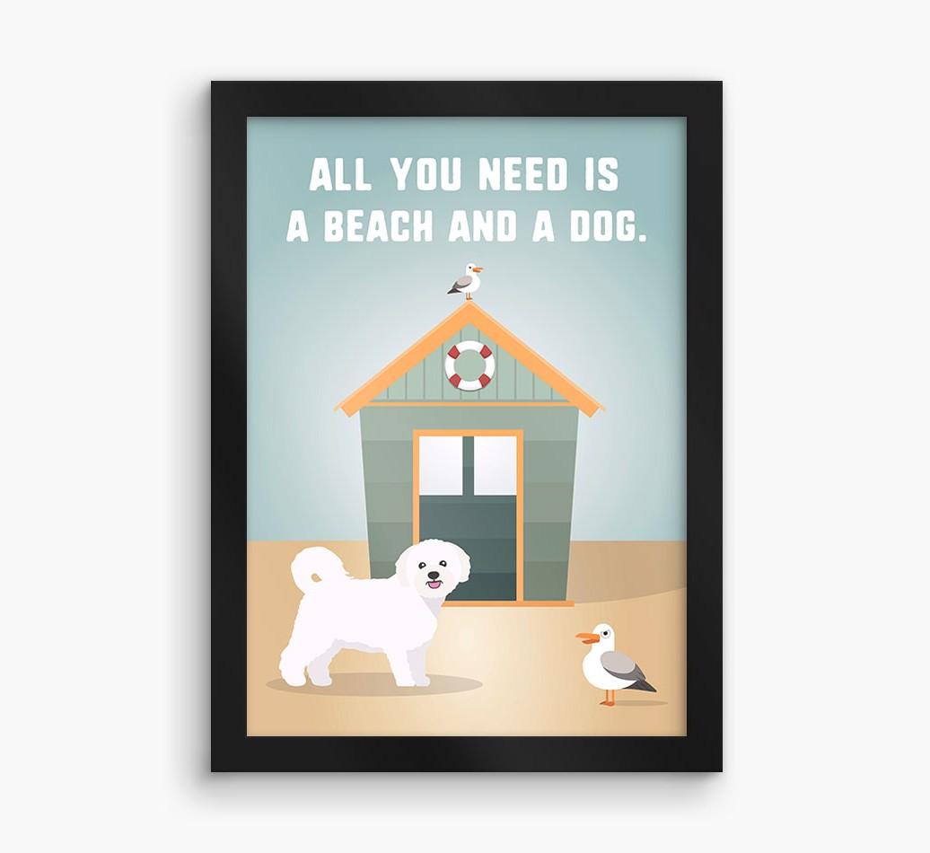 'Beach and a Dog' Print with {breedFullName} Icon