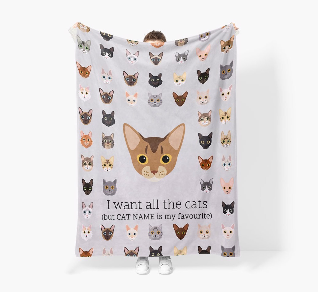 I Want All The Cats: Personalised {breedFullName} Premium Sherpa Fleece Blanket