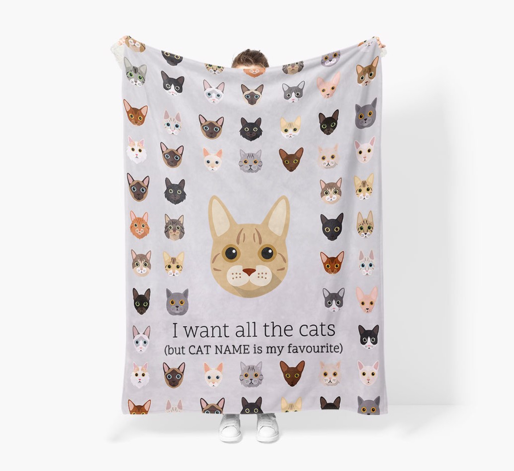 I Want All The Cats: Personalised {breedFullName} Premium Sherpa Fleece Blanket