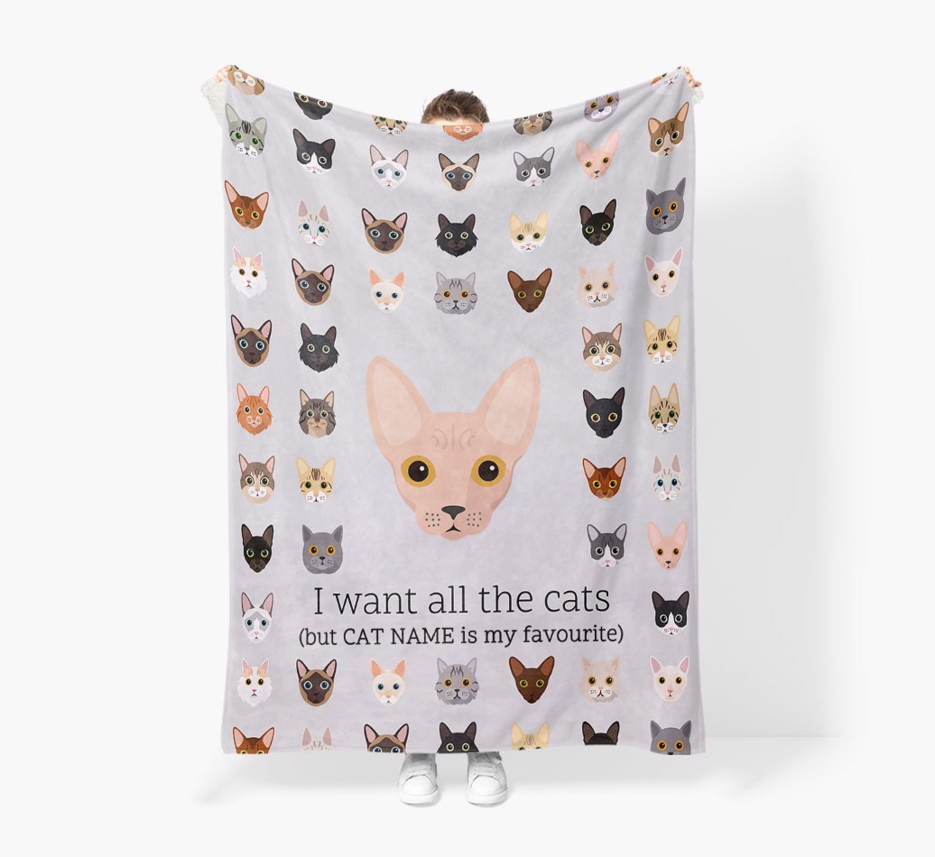 I Want All The Cats: Personalised {breedFullName} Premium Sherpa Fleece Blanket