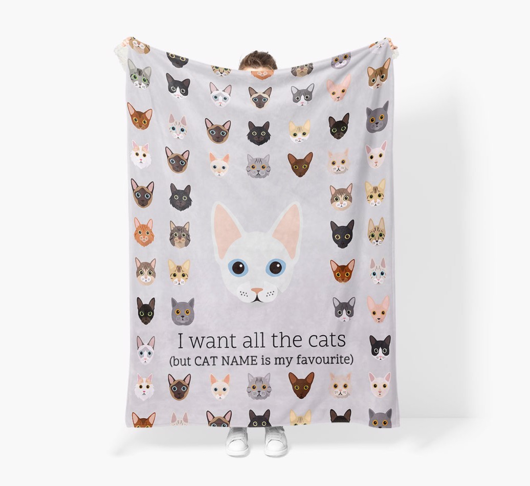 I Want All The Cats: Personalised {breedFullName} Premium Sherpa Fleece Blanket
