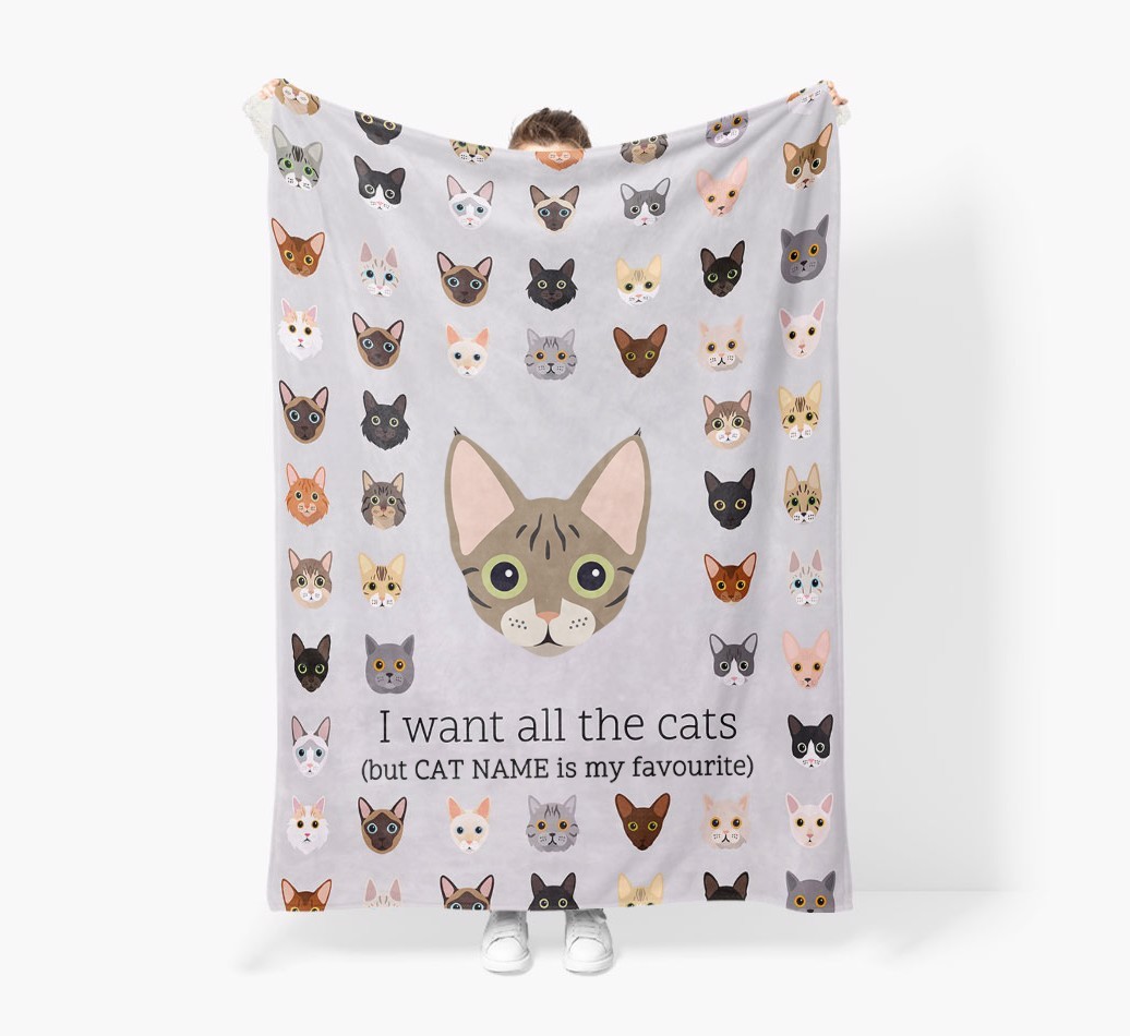 I Want All The Cats: Personalised {breedFullName} Premium Sherpa Fleece Blanket