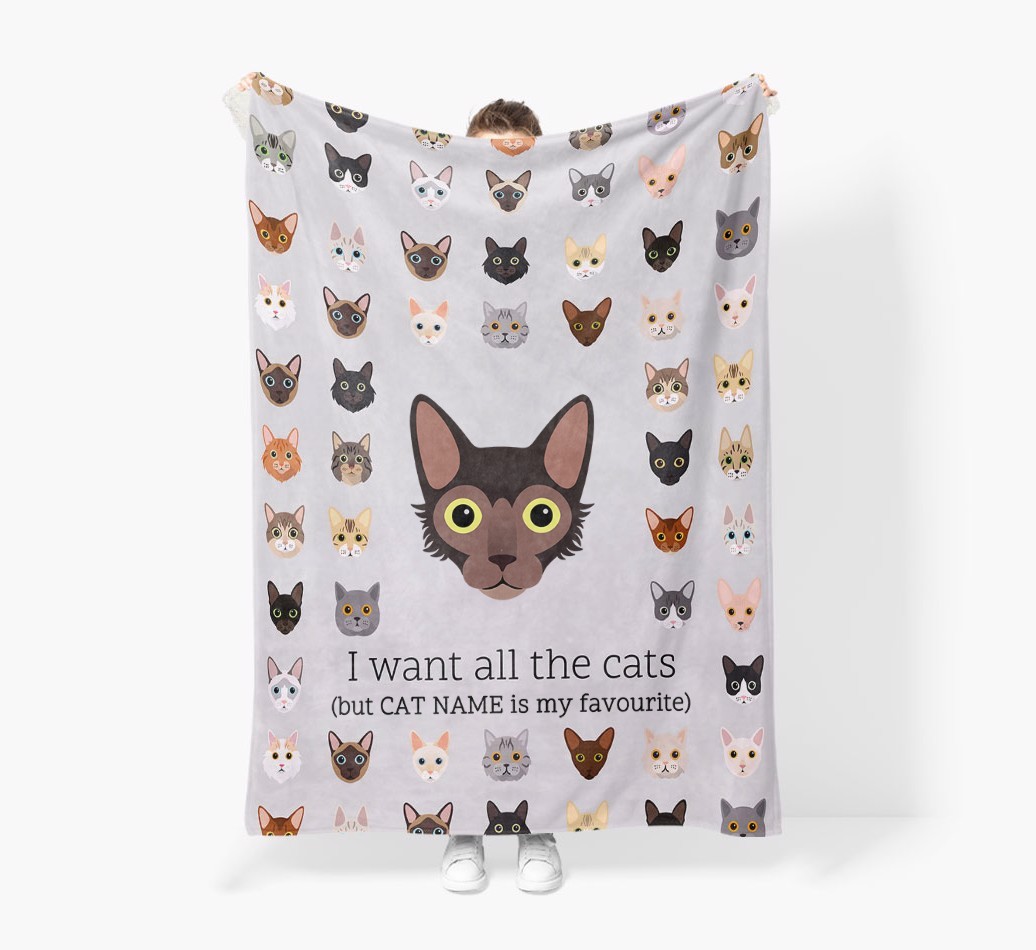 I Want All The Cats: Personalised {breedFullName} Premium Sherpa Fleece Blanket