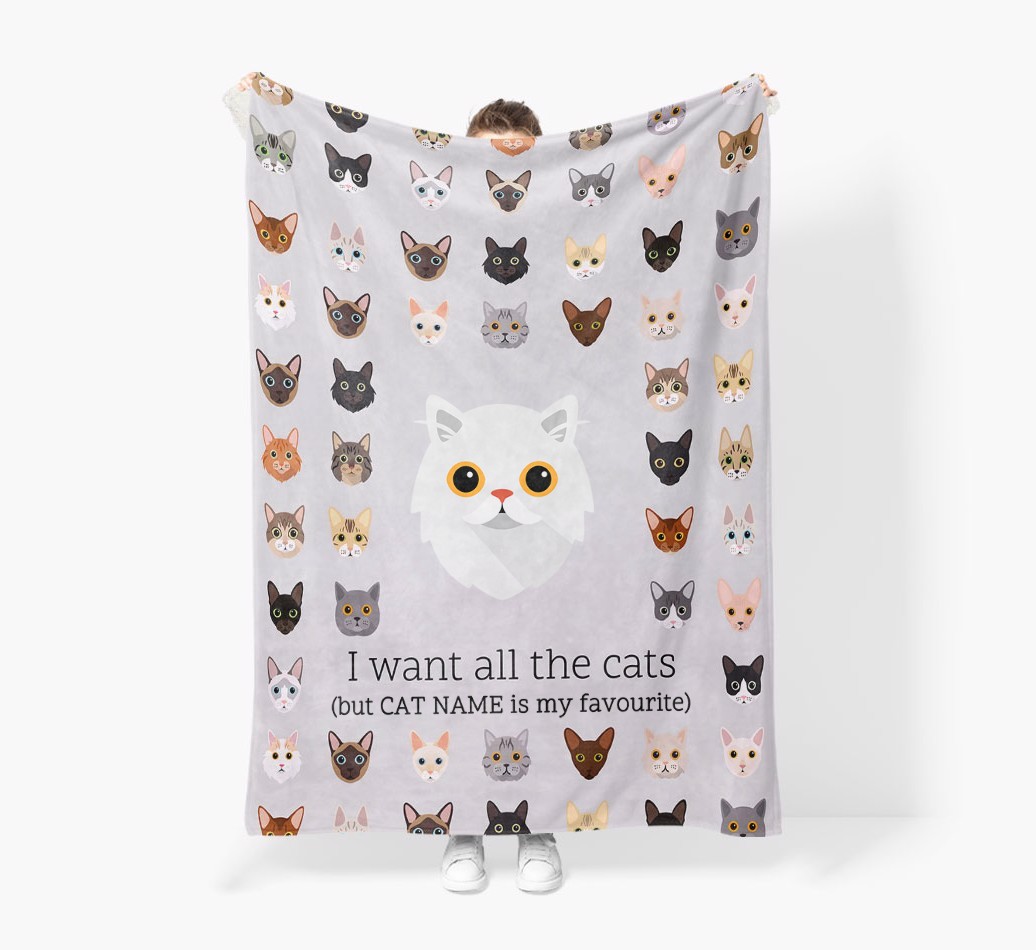 I Want All The Cats: Personalised {breedFullName} Premium Sherpa Fleece Blanket