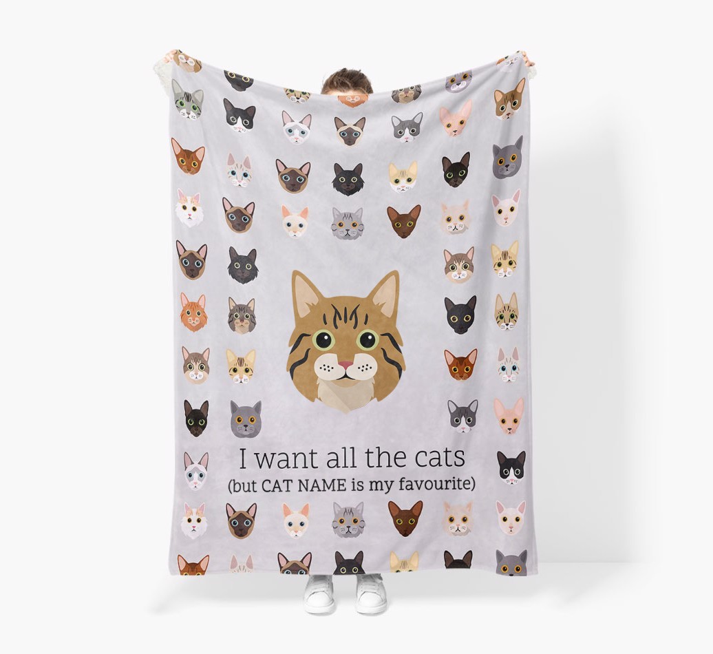 I Want All The Cats: Personalised {breedFullName} Premium Sherpa Fleece Blanket