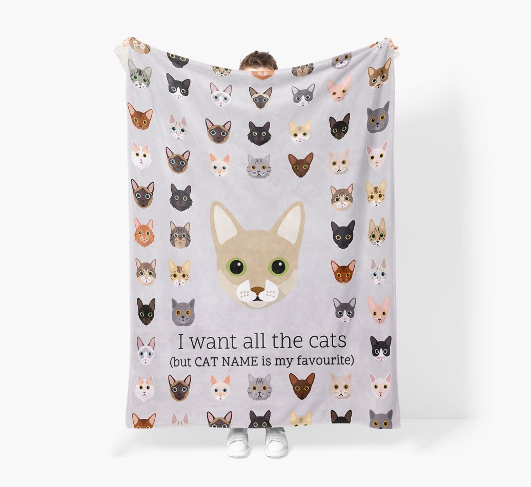 I Want All The Cats: Personalised {breedFullName} Premium Sherpa Fleece Blanket