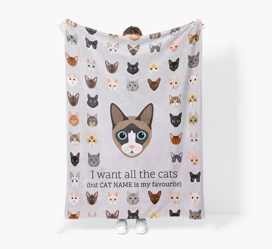 I Want All The Cats: Personalised {breedFullName} Premium Sherpa Fleece Blanket