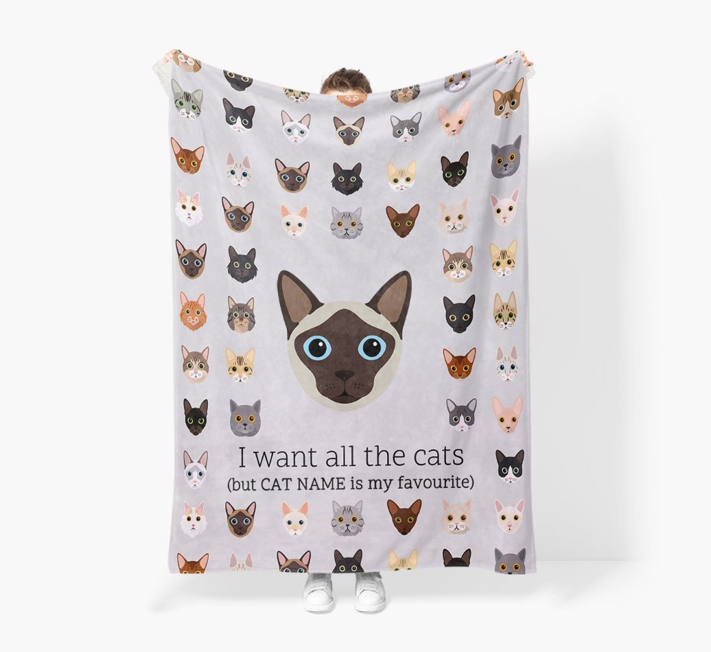 I Want All The Cats: Personalised {breedFullName} Premium Sherpa Fleece Blanket
