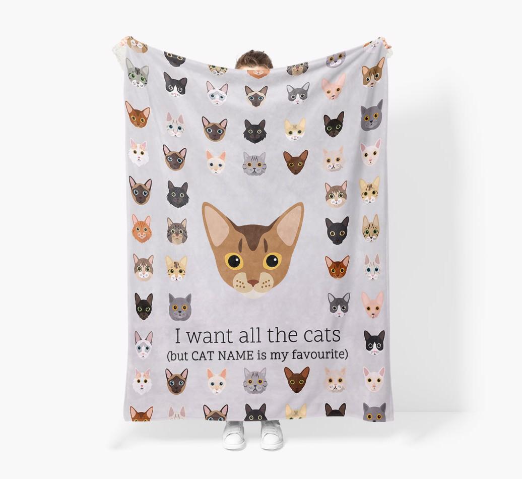 I Want All The Cats: Personalized {breedFullName} Premium Sherpa Fleece Blanket