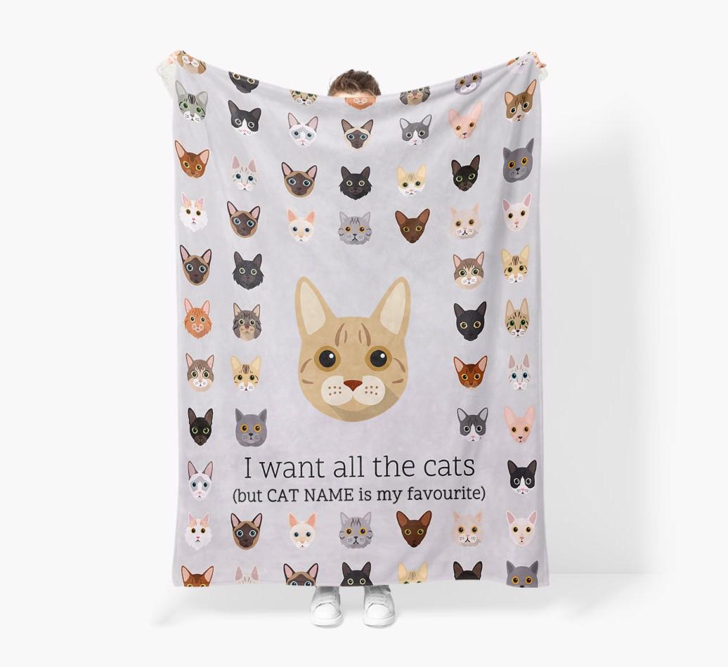 I Want All The Cats: Personalized {breedFullName} Premium Sherpa Fleece Blanket