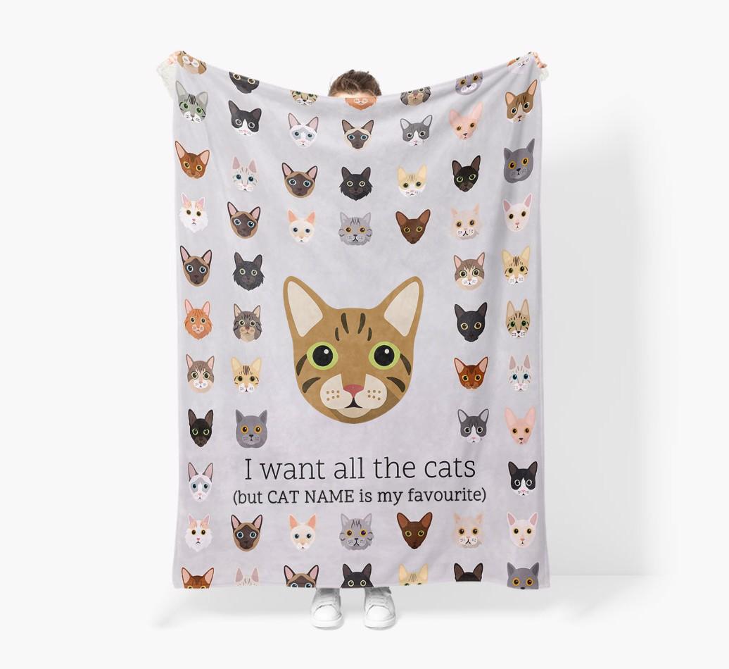 I Want All The Cats: Personalized {breedFullName} Premium Sherpa Fleece Blanket