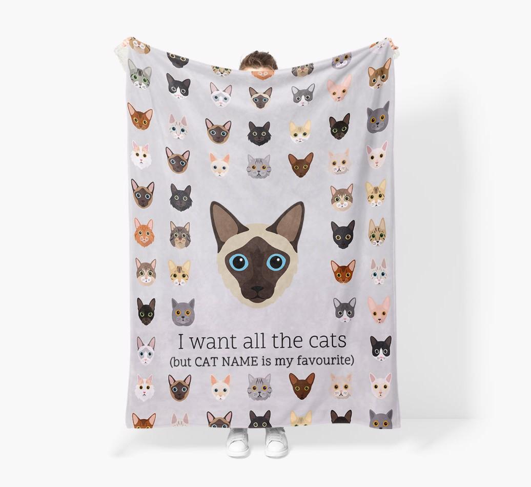 I Want All The Cats: Personalized {breedFullName} Premium Sherpa Fleece Blanket