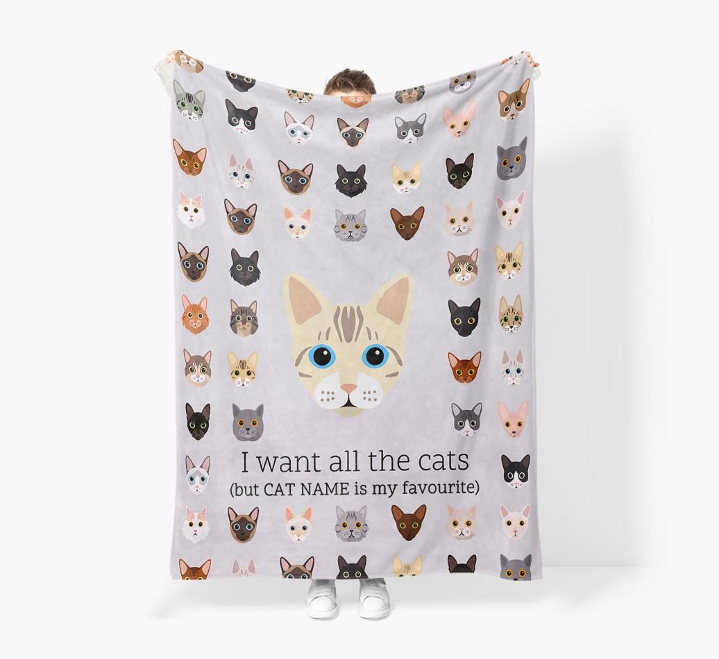 I Want All The Cats: Personalized {breedFullName} Premium Sherpa Fleece Blanket
