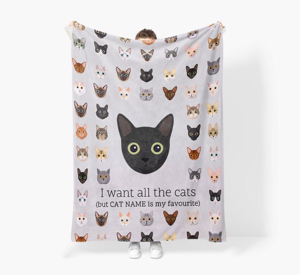 I Want All The Cats: Personalized {breedFullName} Premium Sherpa Fleece Blanket