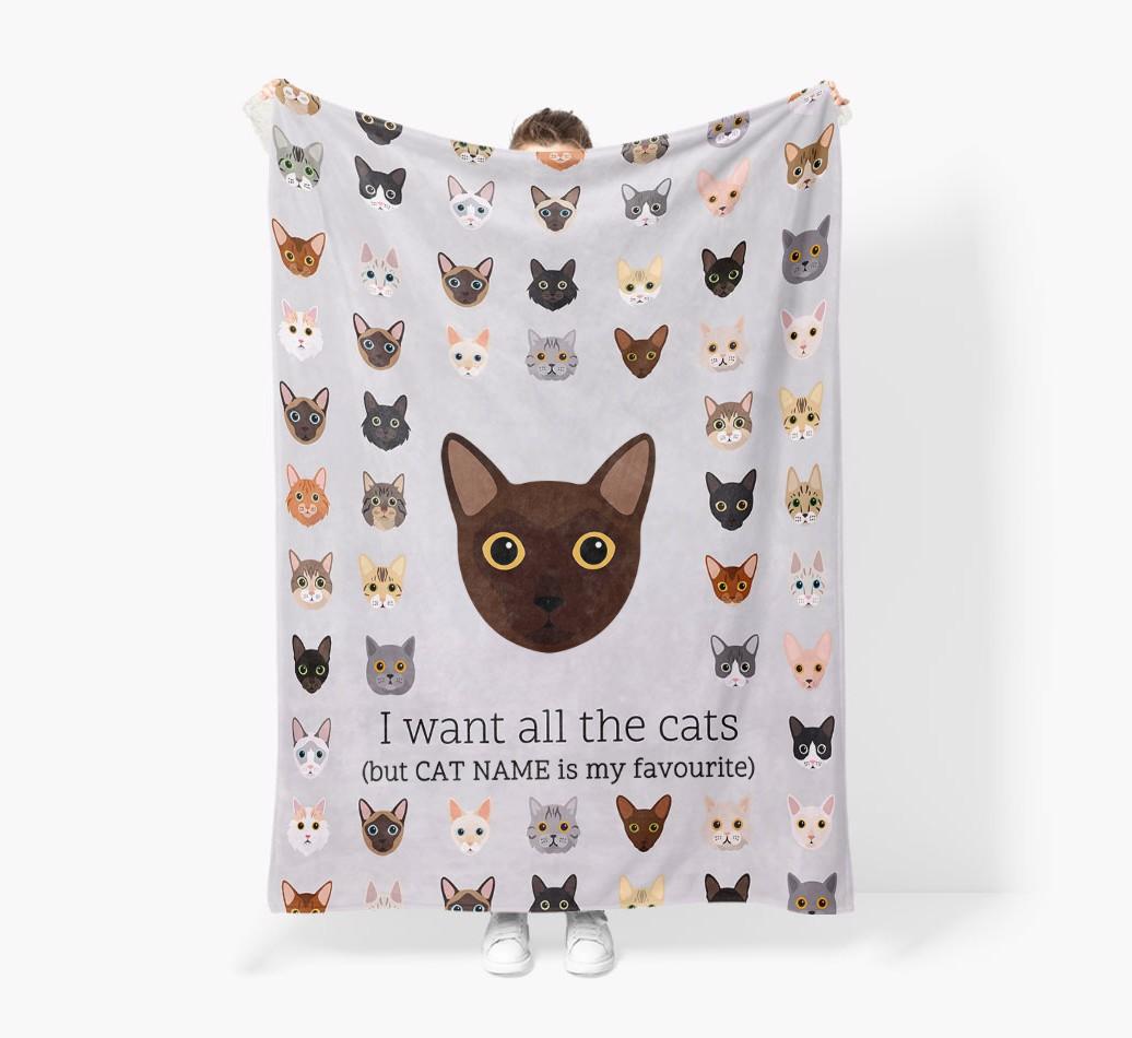 I Want All The Cats: Personalized {breedFullName} Premium Sherpa Fleece Blanket