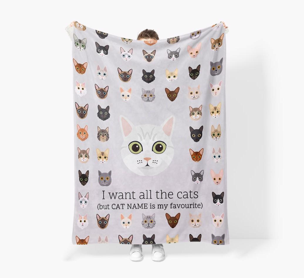 I Want All The Cats: Personalized {breedFullName} Premium Sherpa Fleece Blanket