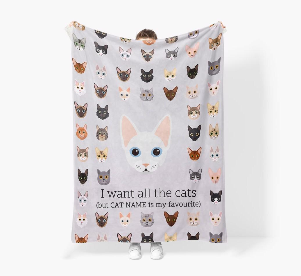 I Want All The Cats: Personalized {breedFullName} Premium Sherpa Fleece Blanket