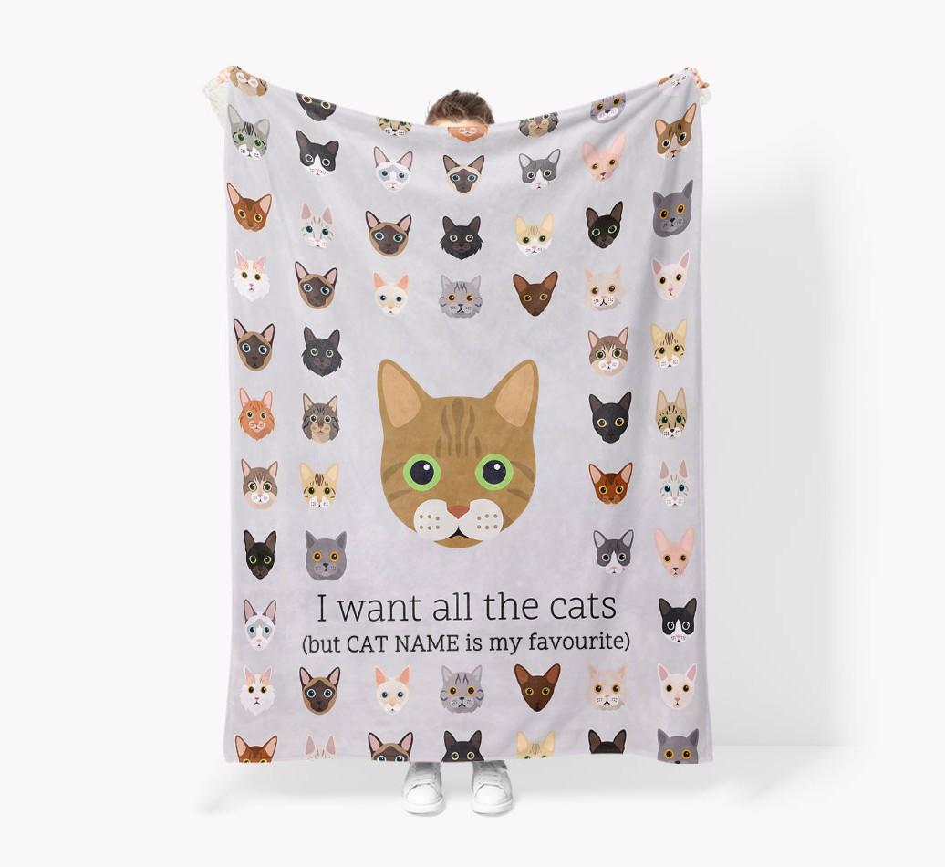 I Want All The Cats: Personalized {breedFullName} Premium Sherpa Fleece Blanket