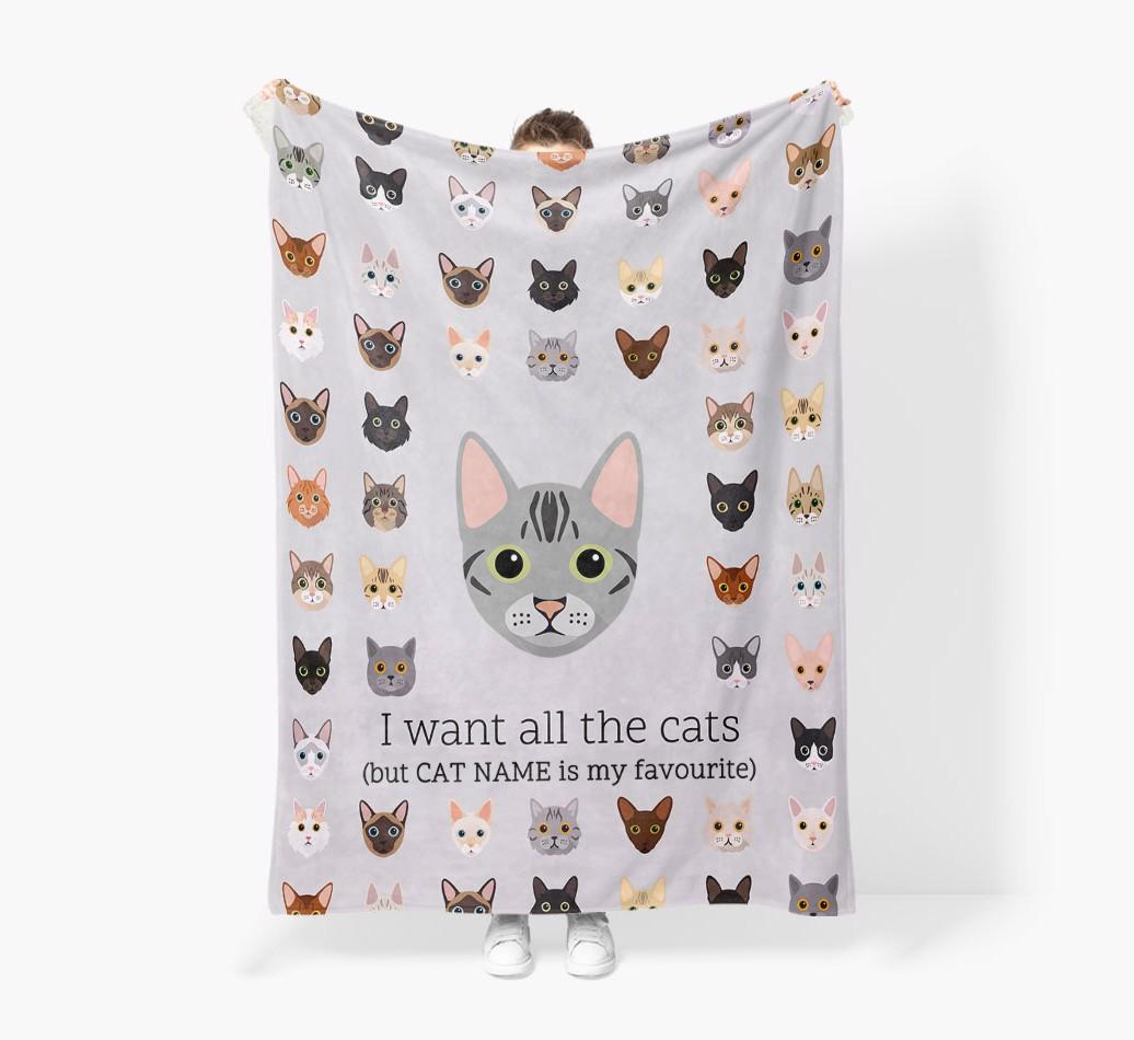 I Want All The Cats: Personalized {breedFullName} Premium Sherpa Fleece Blanket