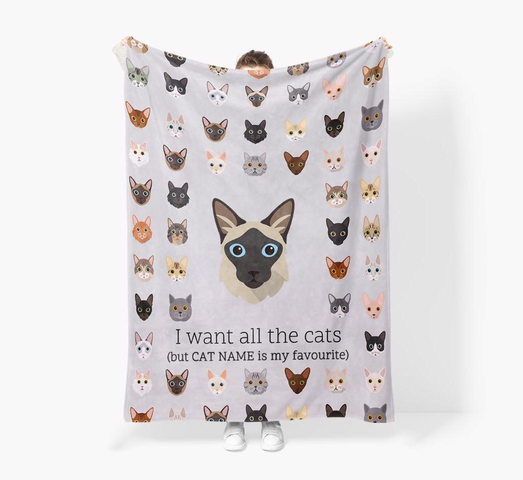 I Want All The Cats: Personalized {breedFullName} Premium Sherpa Fleece Blanket
