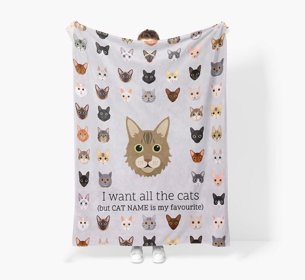 I Want All The Cats: Personalized {breedFullName} Premium Sherpa Fleece Blanket
