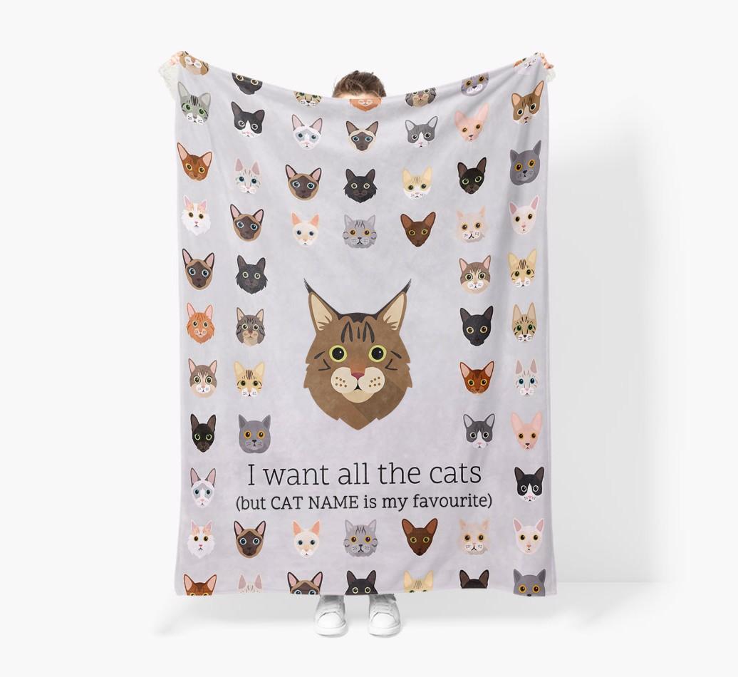 I Want All The Cats: Personalised {breedFullName} Premium Sherpa Fleece Blanket