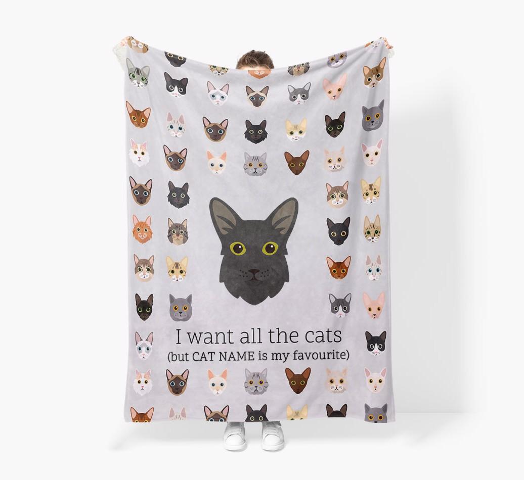 I Want All The Cats: Personalized {breedFullName} Premium Sherpa Fleece Blanket