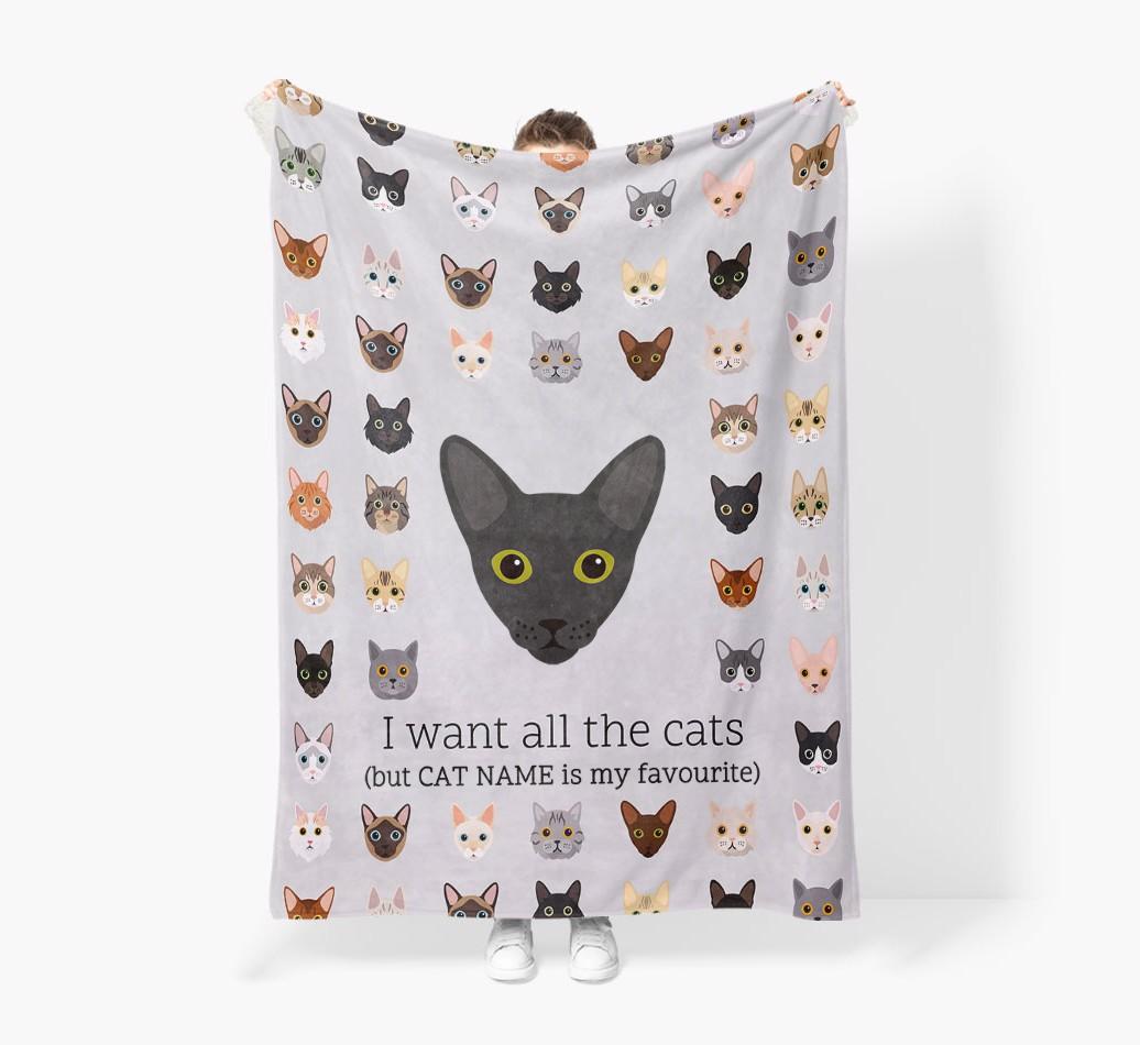 I Want All The Cats: Personalized {breedFullName} Premium Sherpa Fleece Blanket