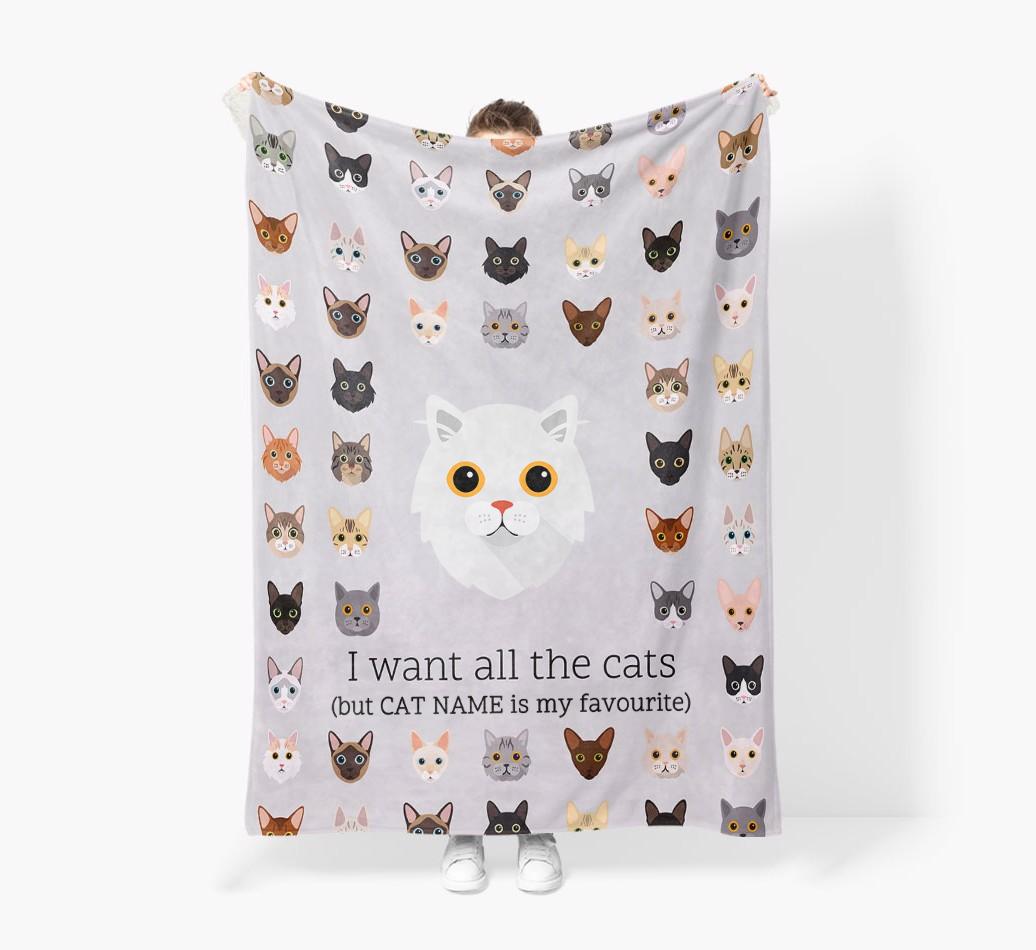 I Want All The Cats: Personalized {breedFullName} Premium Sherpa Fleece Blanket