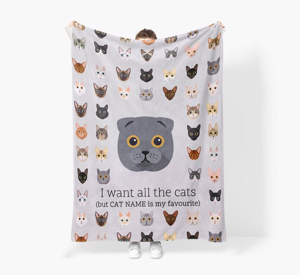 I Want All The Cats: Personalized {breedFullName} Premium Sherpa Fleece Blanket
