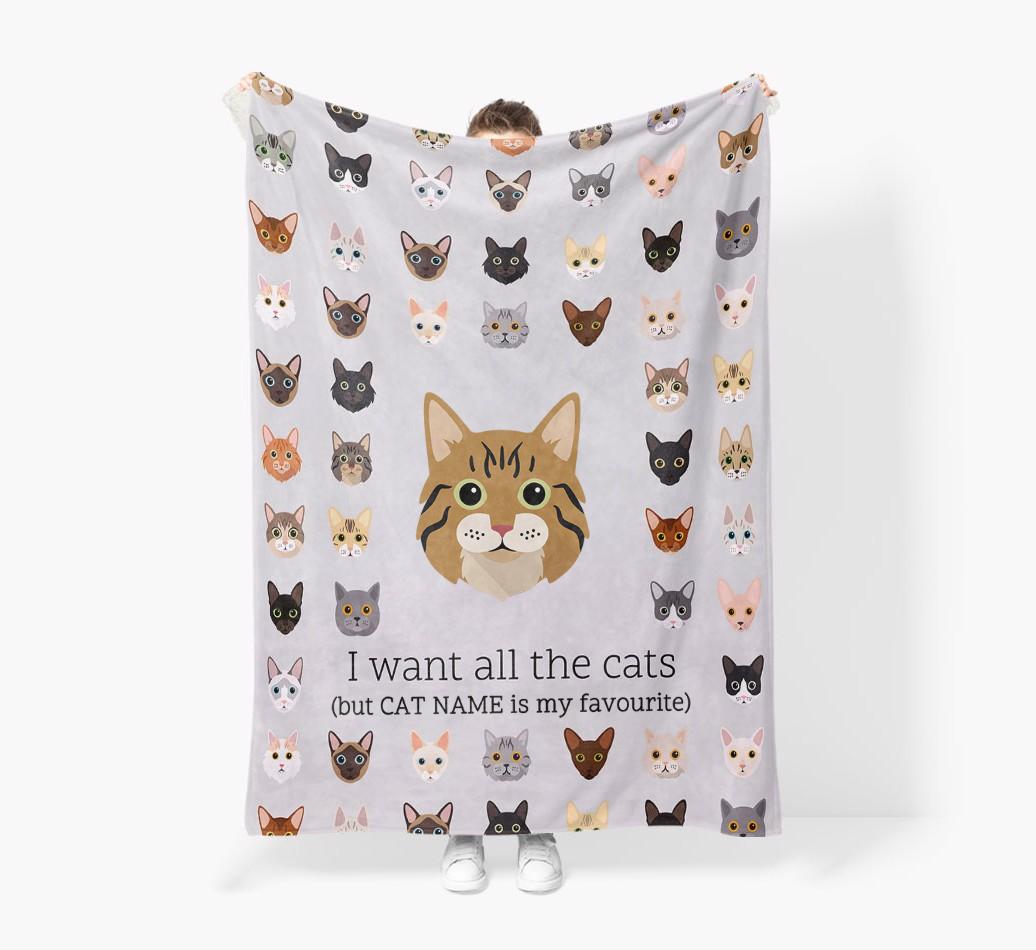 I Want All The Cats: Personalized {breedFullName} Premium Sherpa Fleece Blanket