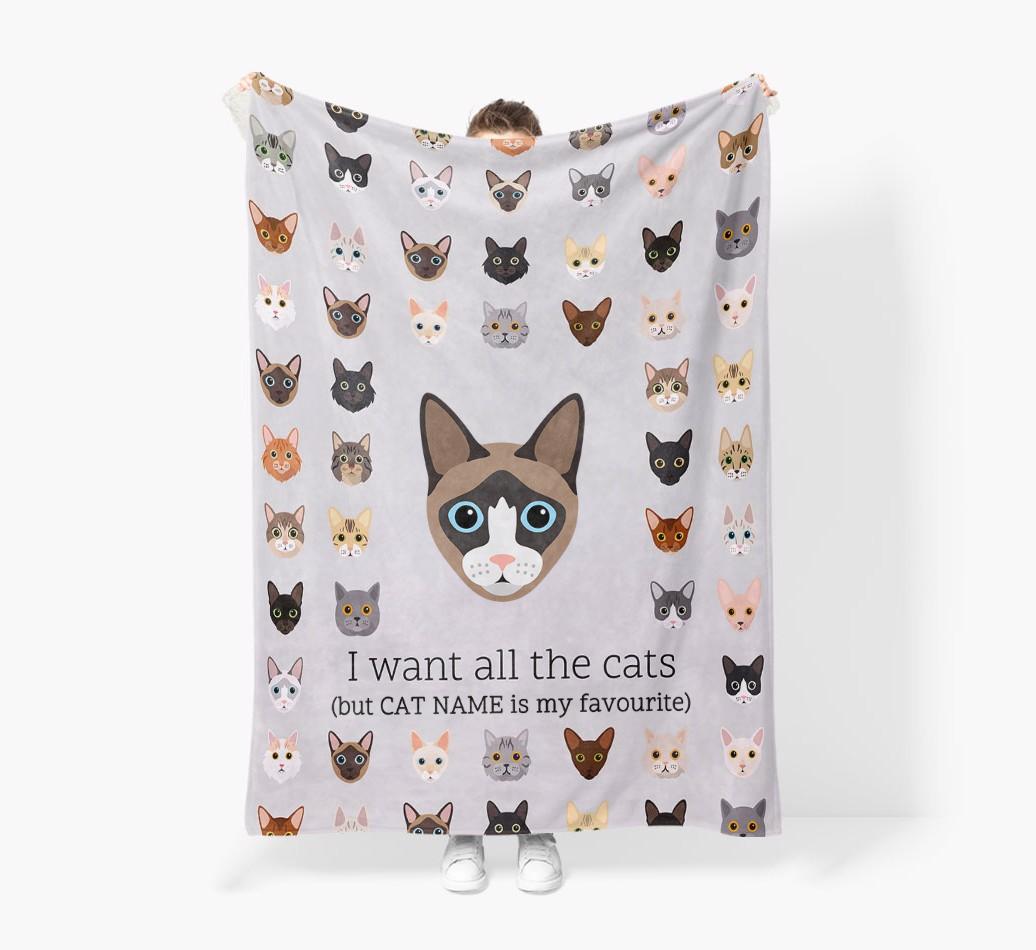 I Want All The Cats: Personalized {breedFullName} Premium Sherpa Fleece Blanket