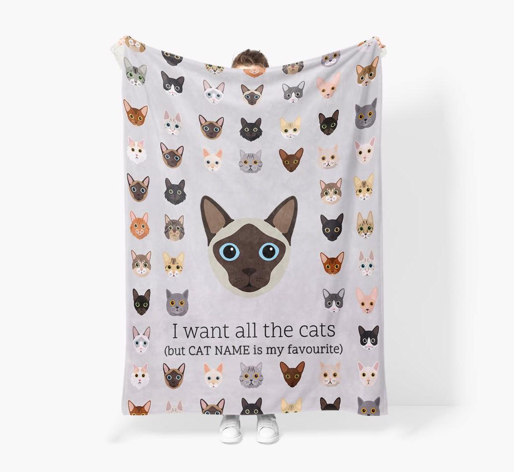 I Want All The Cats: Personalized {breedFullName} Premium Sherpa Fleece Blanket
