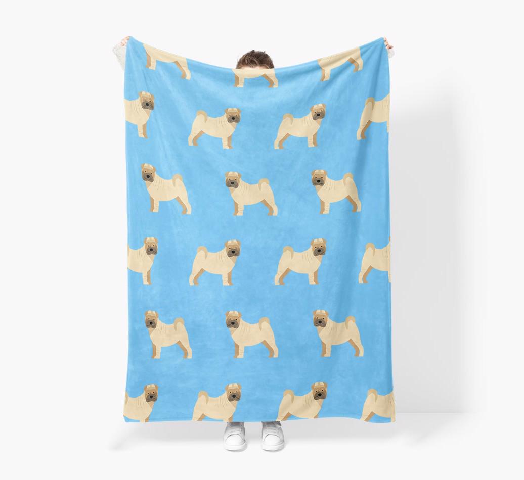 '{breedFullName} Icon Pattern' - Personalized Blanket: Premium Sherpa Fleece