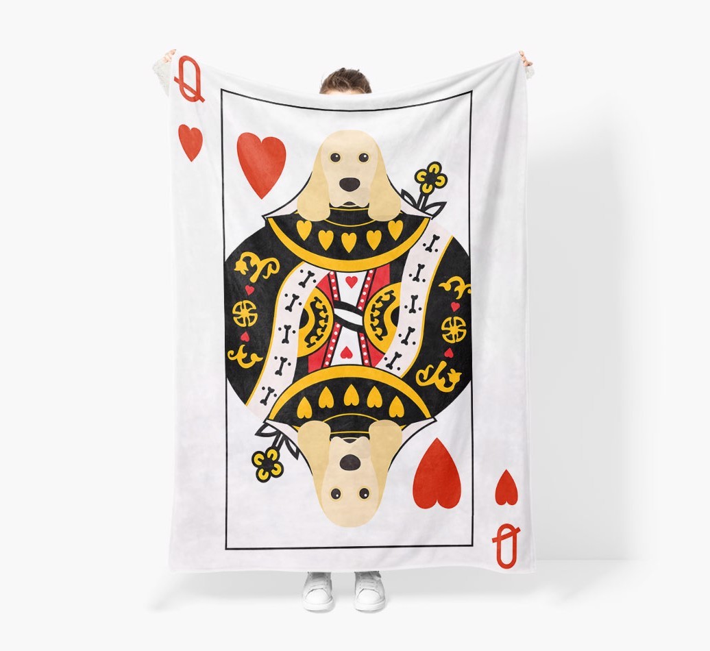 'Queen of Hearts' - Personalized {breedFullName} Blanket: Premium Sherpa Fleece