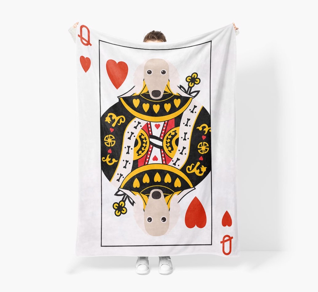 'Queen of Hearts' - Personalized {breedFullName} Blanket: Premium Sherpa Fleece