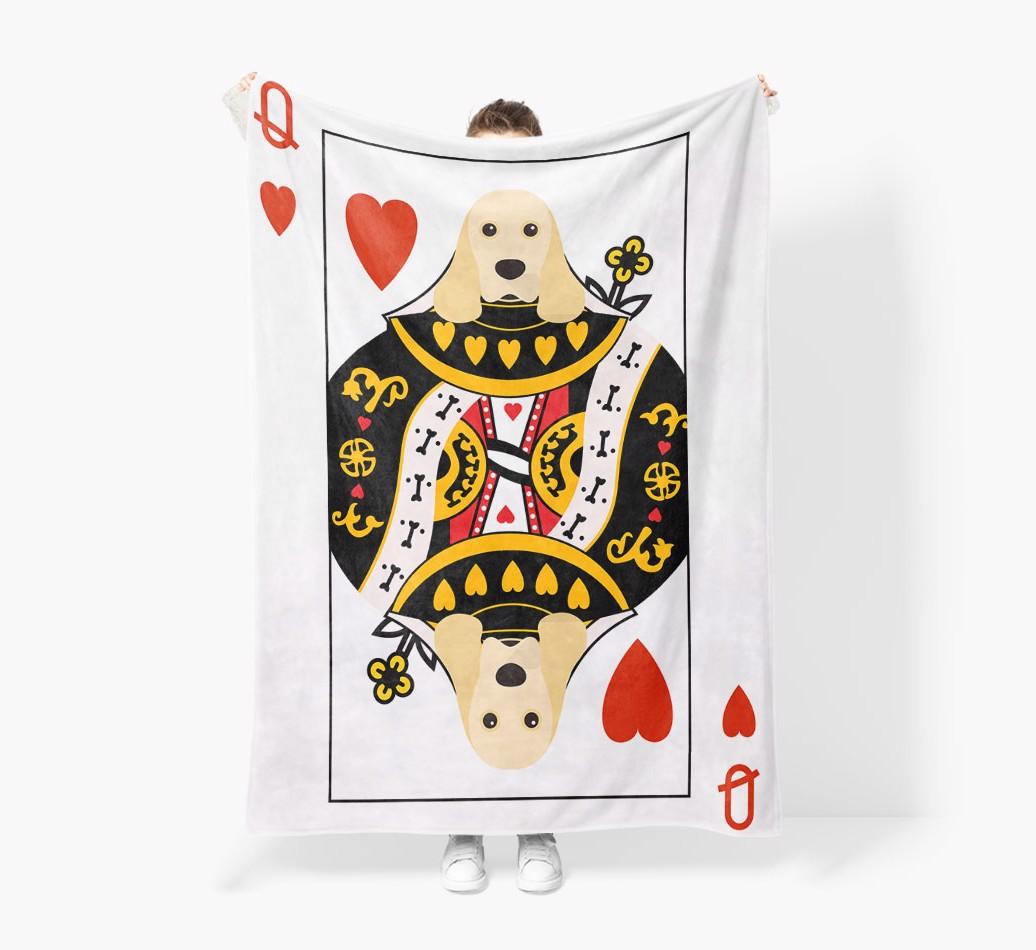 'Queen of Hearts' - Personalized {breedFullName} Blanket: Premium Sherpa Fleece