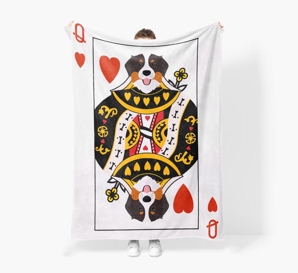 'Queen of Hearts' - Personalized {breedFullName} Blanket: Premium Sherpa Fleece
