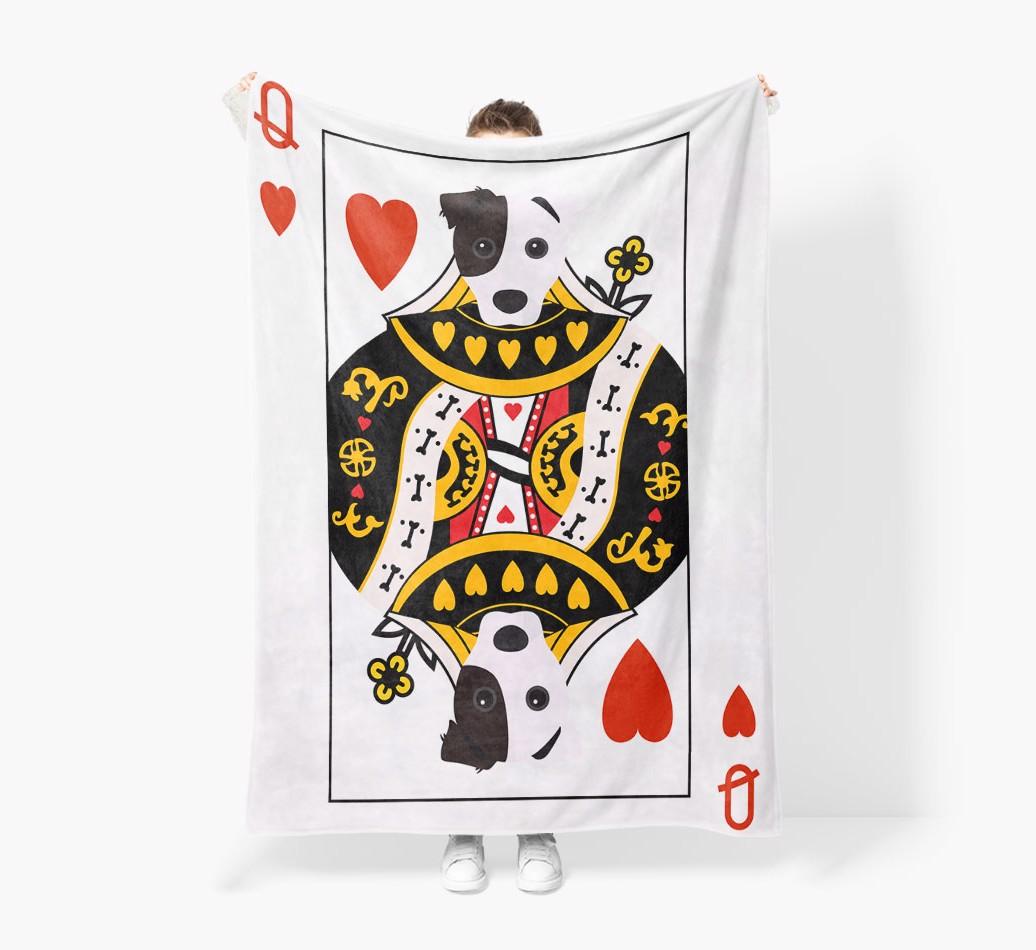 'Queen of Hearts' - Personalized {breedFullName} Blanket: Premium Sherpa Fleece