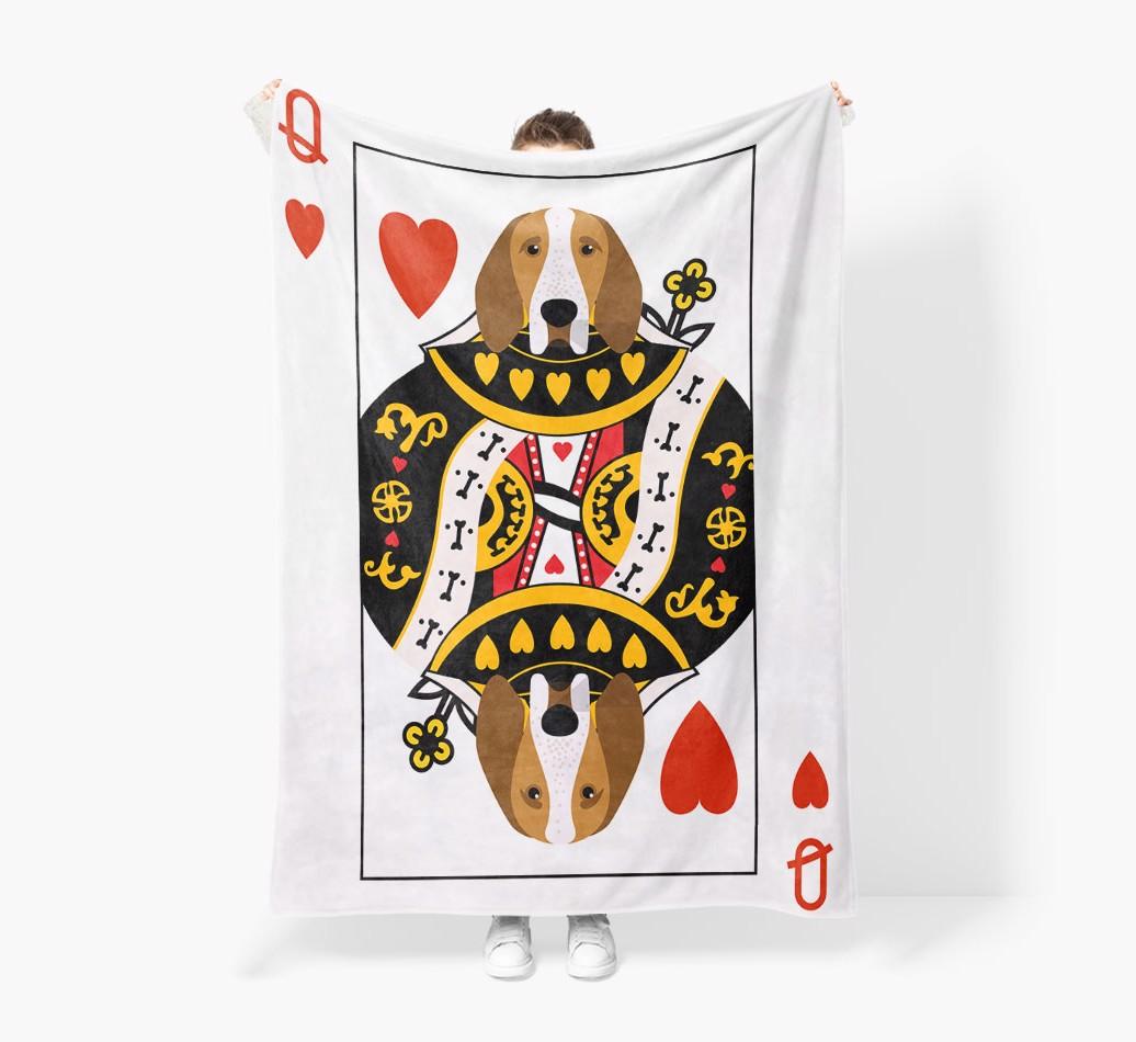 'Queen of Hearts' - Personalized {breedFullName} Blanket: Premium Sherpa Fleece