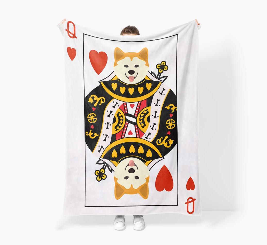 'Queen of Hearts' - Personalized {breedFullName} Blanket: Premium Sherpa Fleece