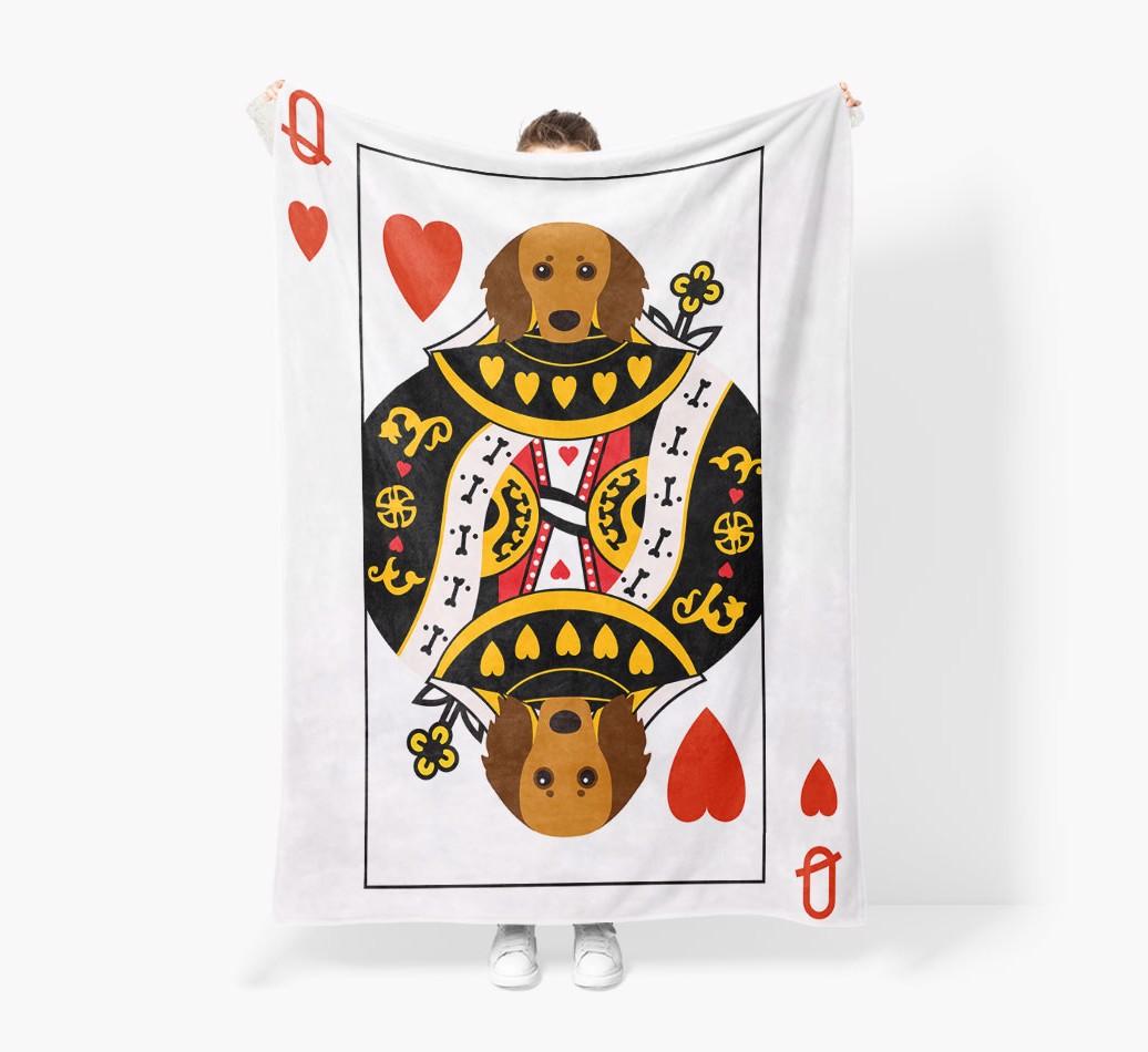 'Queen of Hearts' - Personalized {breedFullName} Blanket: Premium Sherpa Fleece