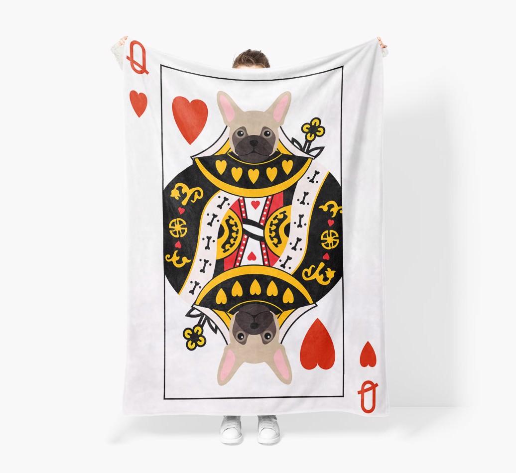 'Queen of Hearts' - Personalized {breedFullName} Blanket: Premium Sherpa Fleece